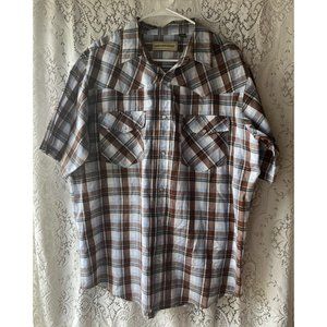 Bit & Bridle Shirt Men's Size Pearl Snap Western Plaid Short‎ Sleeve Pockets